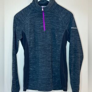 Columbia Heather Gray Fleece Pullover with Pink Accent Size M